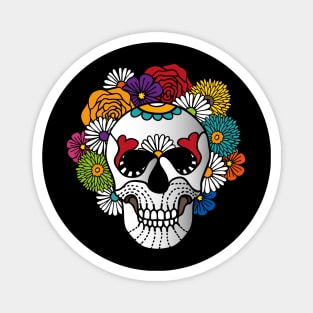 Dark Curly Sugar Skull Magnet